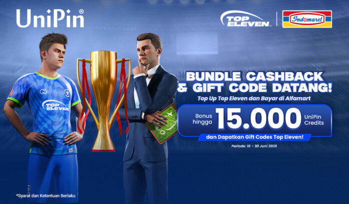 Top Up Top Eleven Bayar di Indomaret, Bonus 15rb UC & Special Gift Codes Top Eleven!!