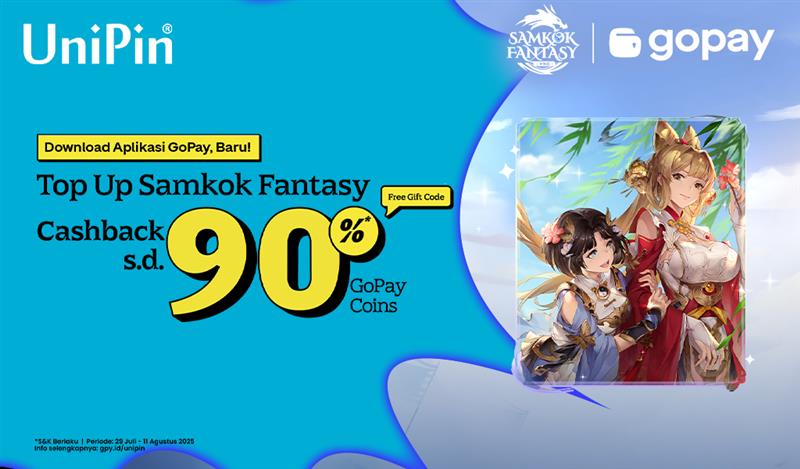 Samkok Fantasy X UniPin! Top Up dan Cashback 90% GoPay Coins & Item Code Gratis!