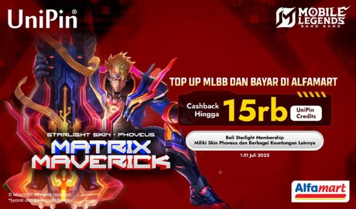 Top Up MLBB di Alfamart, Dapatkan 15.000 UniPin Credits, Skin Phoveus & Bonus lainnya