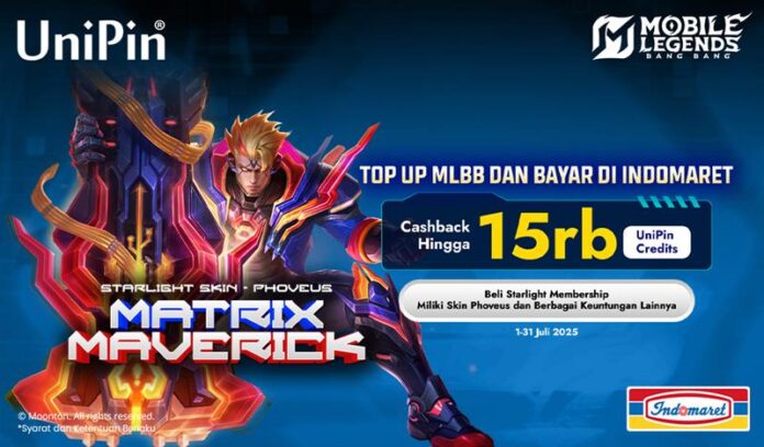 Top Up MLBB di Indomaret, Bonus 15.000 UC, Skin Phoveus dan Bonus lainnya!