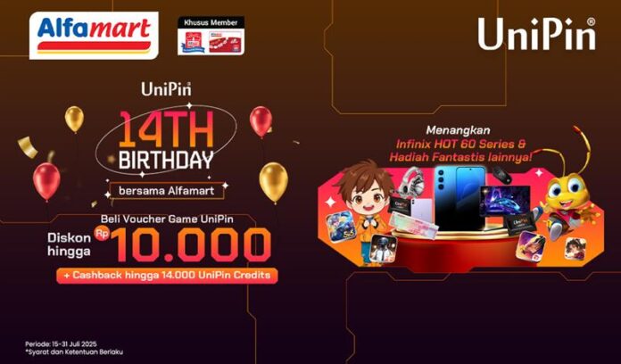 #UniPin14Birthday UniPin X Alfamart! Hadiah melimpah, diskon dan cashback unlimited!