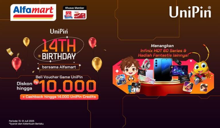 #UniPin14Birthday UniPin X Alfamart! Hadiah melimpah, diskon dan cashback unlimited!