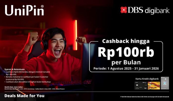 Cashback Rp 100.000 Tiap Transaksi Bayar Pakai Kartu Kredit Digibank di UniPin!