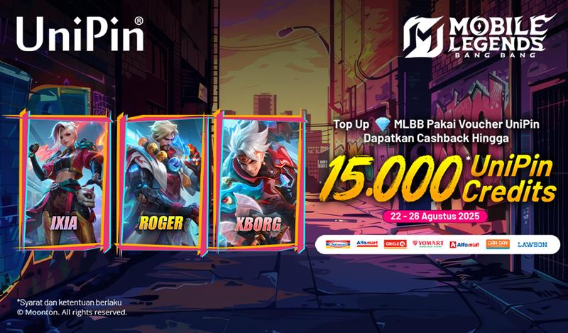 Draw Skin Terbaru Ixia, Roger, dan Xborg! Cashback 15.000 UC Top Up Pakai Voucher UniPin!