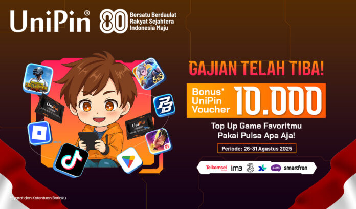 Gajian Telah Tiba! Top Up Game Pakai Pulsa Dapatkan Bonus UniPin Voucher 10Ribu!