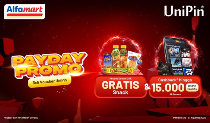 Payday Promo! Beli Voucher UniPin di Alfamart, Dapatkan Snack Gratis & Cashback 15.000 UC!