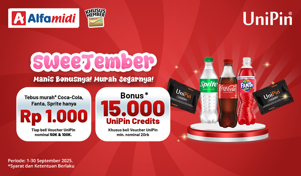SweeTember! Tebus Coca-Cola/Fanta/Sprite 390ML Cuma Rp 1.000 + Bonus 15.000 UC