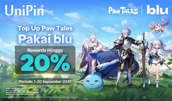 Top Up Paw Tales Eternal Bond di UniPin pakai blu dan dapatkan Rewards 20%