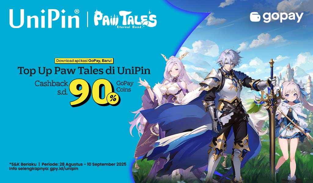 Top Up Paw Tales Pakai GoPay Dapatkan Cashback 90% GoPay Coins!