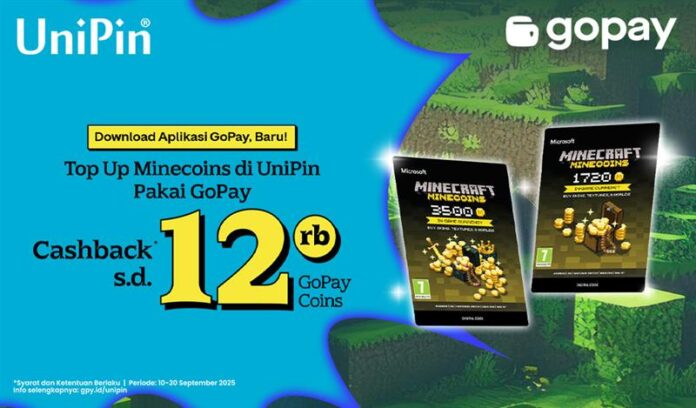 Cashback 90% hingga 12.000 GoPay Coins dengan Top Up Minecoins Pakai GoPay!