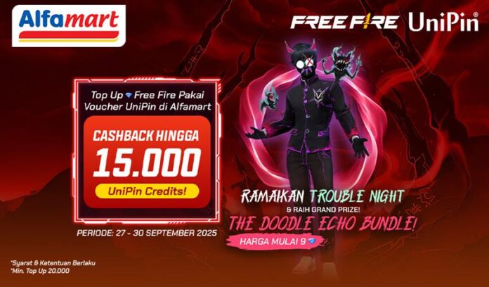 Ramaikan Suasana Chaos Trouble Night! Top Up FF Pakai Voucher UniPin di Alfamart, Dapatkan 15Ribu UC!