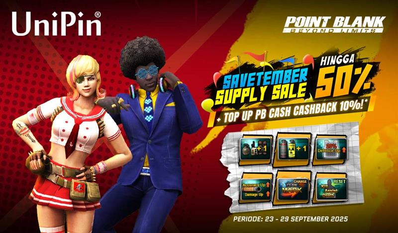 Savetember Supply Sale Point Blank Hingga 50% + Dapatkan Cashback 10% UC!
