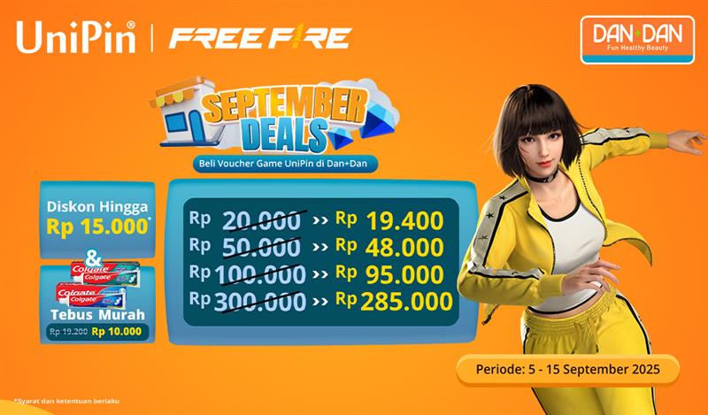September Deals UniPin x Dan+Dan: Diskon Hingga Rp15.000 & Tebus Murah Colgate!