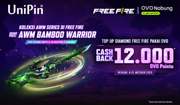 AWM Bamboo Warrior FF! Top Up Diamond Pakai OVO Cashback 12Ribu OVO Points!
