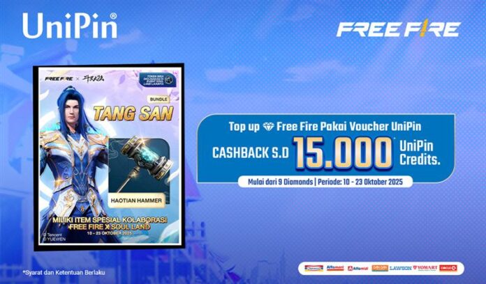 Miliki Item Kolaborasi Free Fire x Soul Land pakai Voucher UniPin, Dapatkan Cashback 15.000 UC