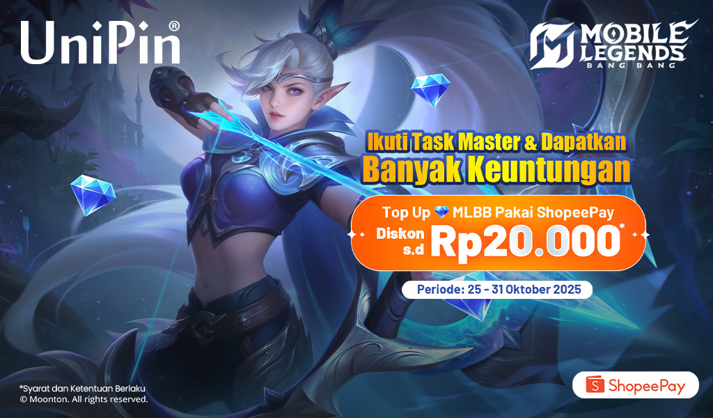 Panen Diamond Kuning! Diskon s.d. Rp20.000 Top Up MLBB di UniPin Pakai ShopeePay!