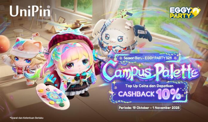 Season Baru Eggy Party S21 Campus Palette - Top up Eggy Coins dan Dapatkan Cashback 10%!