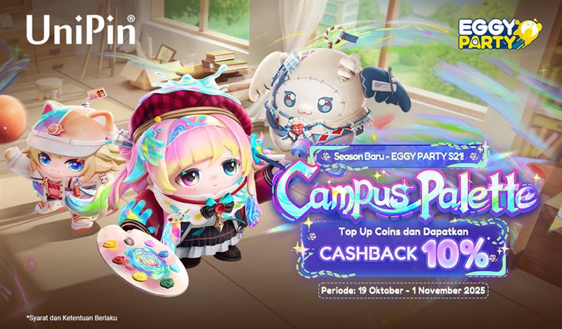 Season Baru Eggy Party S21 Campus Palette – Top up Eggy Coins dan Dapatkan Cashback 10%!