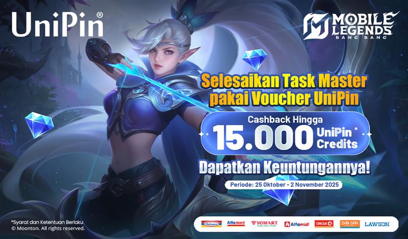 Selesaikan Task Master, Kumpulkan Diamond Kuning Sebanyak-banyaknya pakai Voucher UniPin, Bonus Hingga 15.000 UniPin Credits!
