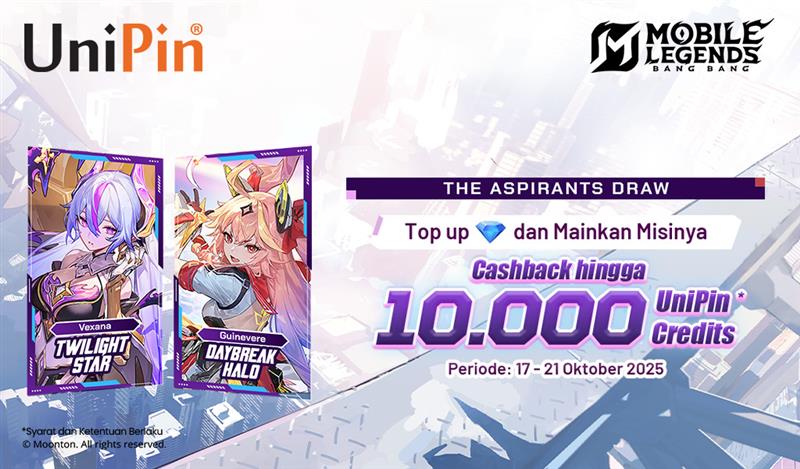 The Aspirants Draw! Vexana Twilight Star & Guinevere: Daybreak Halo menunggu! Cashback 10.000 UC!