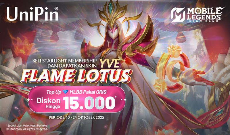 Top Up Diamonds MLBB pakai QRIS dan diskon hingga 15.000 UniPin Credits di UniPin!