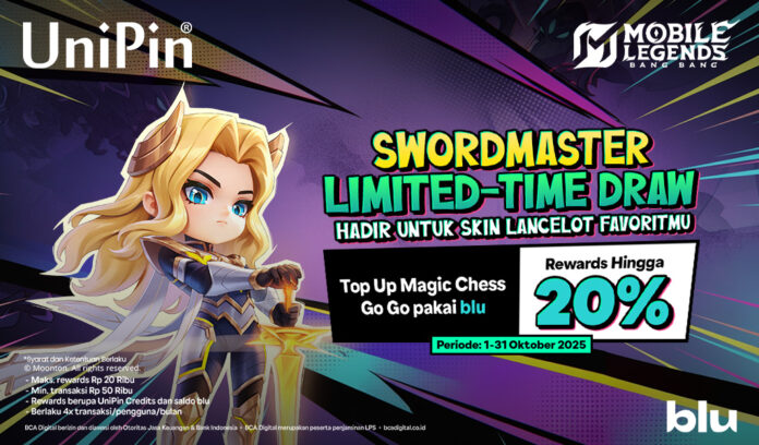 Top Up Magic Chess Go Go di UniPin pakai blu dan dapatkan Rewards 20%