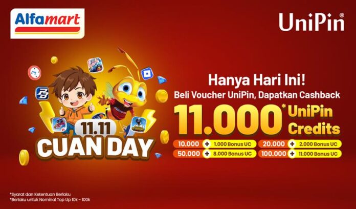11.11 Cuan Day Bareng Alfamart, Cashback 11.000 UniPin Credits, Hanya Satu Hari!