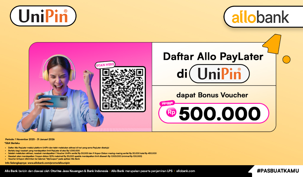 Apply & Aktivasi Allo PayLater di UniPin, Dapat Bonus Voucher hingga Rp 500.000