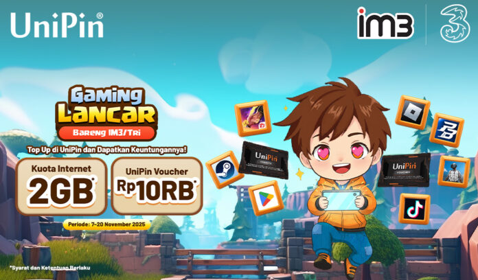 Double Kejutan! Bonus Kuota 2GB + UniPin Voucher Rp10.000 dengan Pulsa IM3/Tri!