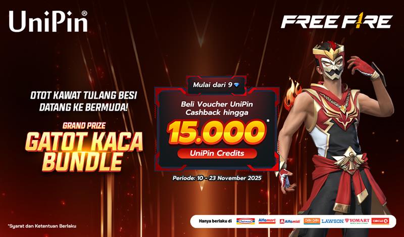 Gatot Kaca Turun ke Bermuda! Mulai dari 9 diamond & Cashback hingga 15.000 UniPin Credits