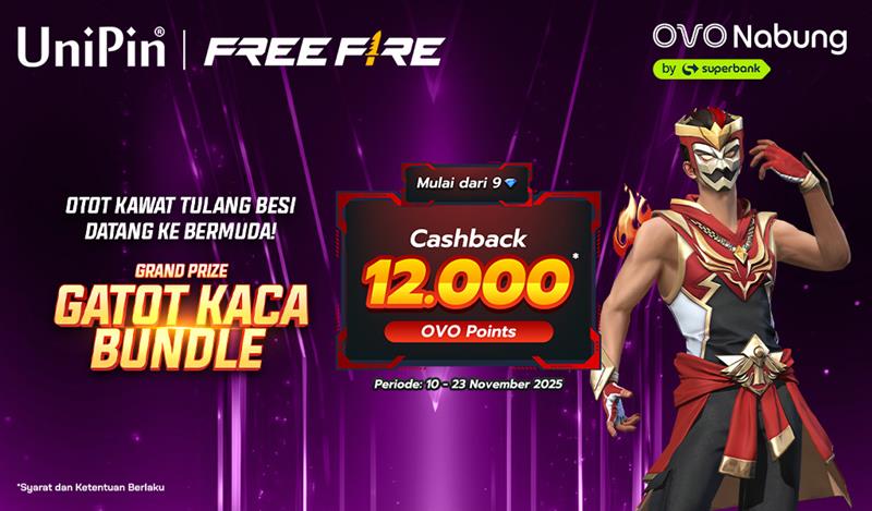 Gatot Kaca Turun ke Free Fire! Top Up Pakai OVO, Dapat Cashback 12.000 OVO Points!