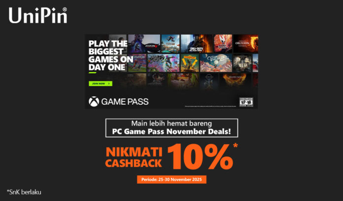 Nikmati Cashback 10% dengan PC Game Pass November Deals di UniPin!