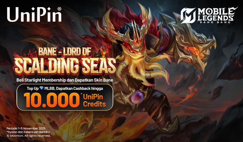 Top Up Diamond & Dapatkan Cashback 10.000 UC + Skin Bane Lord of Scalding Seas