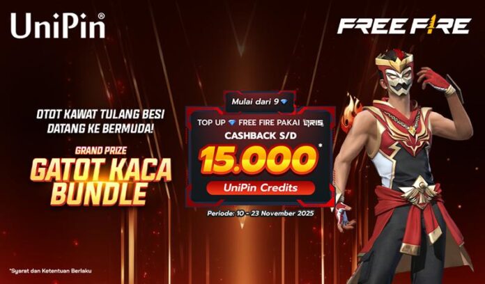Top Up Diamonds FF Dapat Gatot Kaca Bundle! Bayar pakai QRIS, Cashback s.d 15.000 UniPin Credits