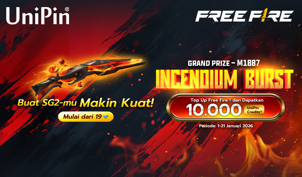 Upgrade SG2-mu dengan M1887 Incendium Burst Bareng UniPin x Free Fire