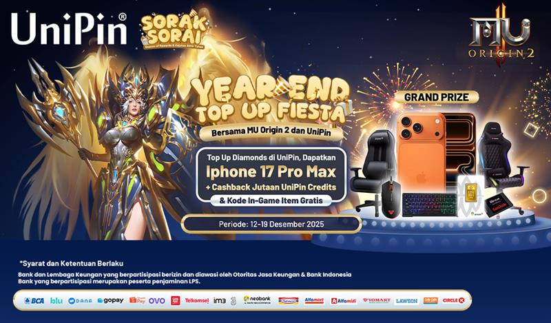 Year End Top Up Fiesta: MU Origin 2 X UniPin, Menangkan iPhone 17 & Hadiah Menarik Lainnya!