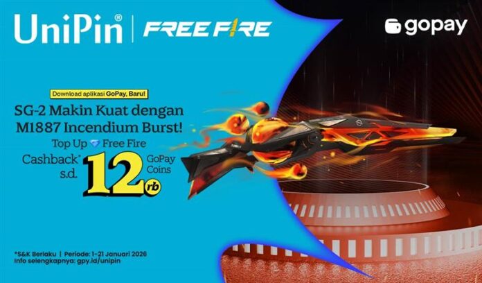 M1887 Incendium Burst Hadir di Free Fire, Top Up Pakai GoPay Lebih Hemat!