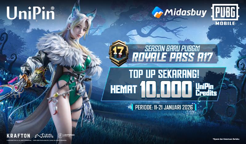 PUBGM New Season Royale Pass A17 kini Hadir! Buruan Top Up UC dan dapatkan Cashback!