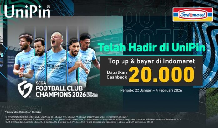 SEGA Football Club Champions Kini Hadir di UniPin! Dapatkan Cashback 20.000 UC Bayar di Indomaret!