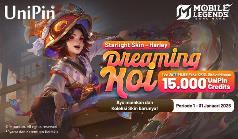 Top Up Diamonds MLBB pakai QRIS Dapat Diskon 15.000 UniPin Credits di UniPin