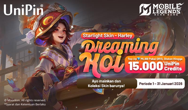 Top Up Diamonds MLBB pakai QRIS Dapat Diskon 15.000 UniPin Credits di UniPin