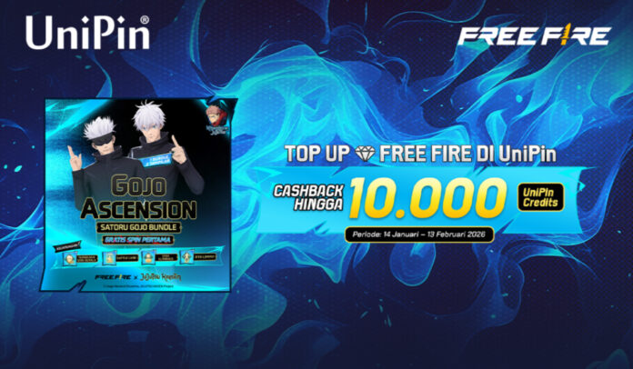 Top Up Free Fire di UniPin, Dapatkan Satoru Gojo Bundle + Cashback 10.000 UniPin Credits!