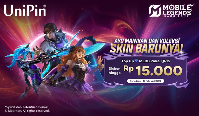 Ayo Koleksi Skin Baru! Top Up Diamonds MLBB di UniPin pakai QRIS, Diskon hingga Rp15.000