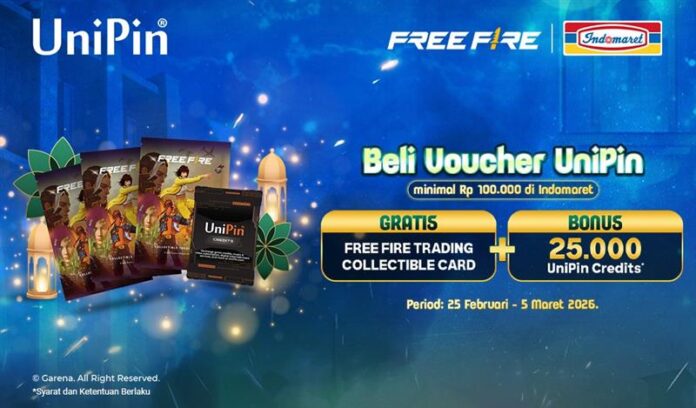 Beli Voucher UniPin di Indomaret, Dapat Gratis Free Fire Collectible Card + Bonus UniPin Credits!
