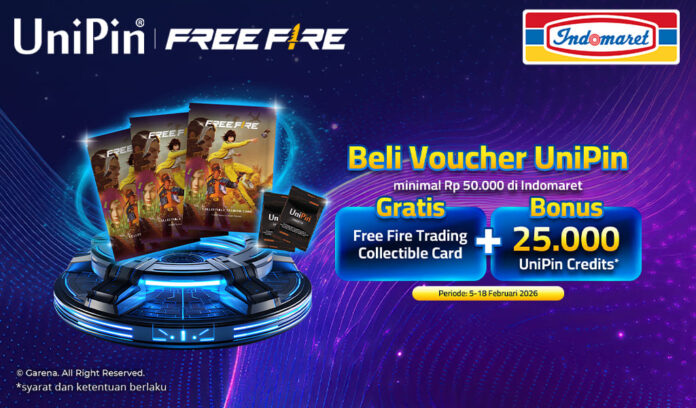 Beli Voucher UniPin di Indomaret, Dapat Gratis Free Fire Collectible Card + Bonus UniPin Credits!