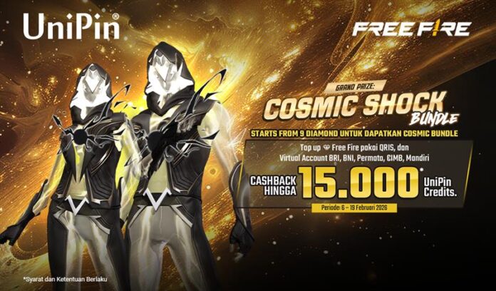 Top Up Free Fire dapat Cashback hingga 15.000 UniPin Credits pakai QRIS & VA BRI, BNI, Permata, CIMB, Mandiri
