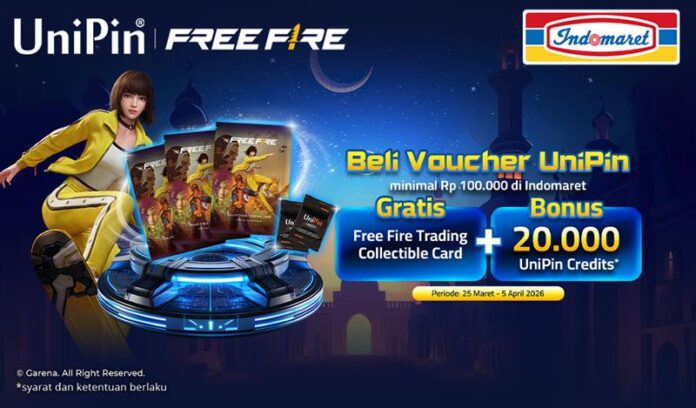 Beli Voucher UniPin di Indomaret, Dapat Gratis Free Fire Collectible Card + Bonus UniPin Credits!