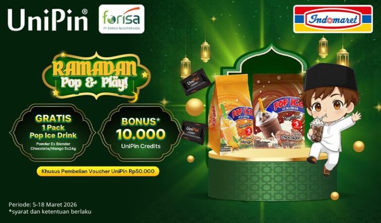 Ramadan Pop & Play! Tebus GRATISSS Pop Ice CoklatMangga dan dapatkan 10.000 UniPin Credits, belanja Voucher UniPin di Indomaret!