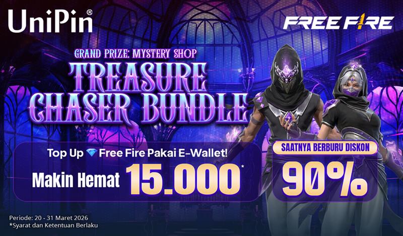 Serbu Mystery Shop Free Fire! Nikmati Diskon 90% + Cashback 15Rb Pakai Ewallet!