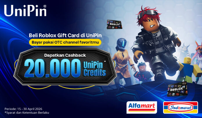 Top Up Roblox Pakai Voucher UniPin di Alfamart & Indomaret, Dapatkan Bonus hingga 20 Ribu UniPin Credits!